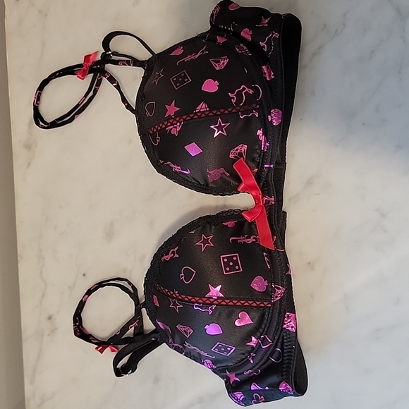 Victoria's Sexy Little Things Bra Panty Garter Lingerie Set 32B XS Vegas Magic - Picture 7 of 10